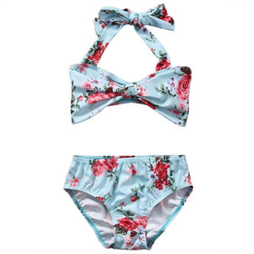 Summer Floral Halter Top Bikini Set
