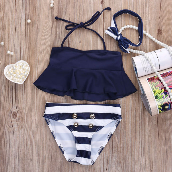 Striped Bottoms String Top Bikini