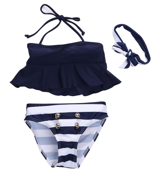 Striped Bottoms String Top Bikini