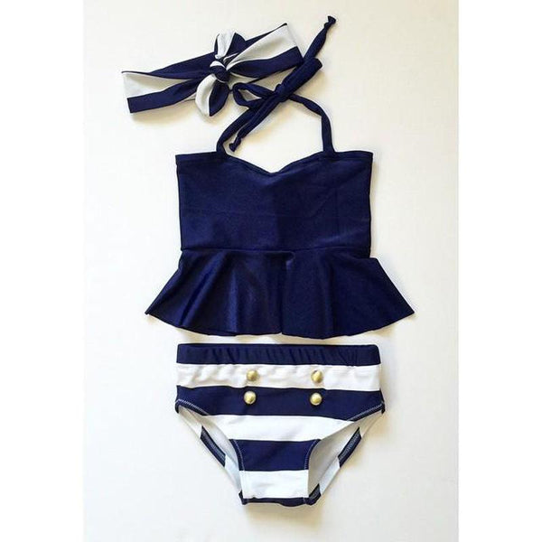 Striped Bottoms String Top Bikini
