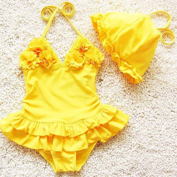 Baby Girl's Siamese Skrit & Sweet Lace Swimwear Set